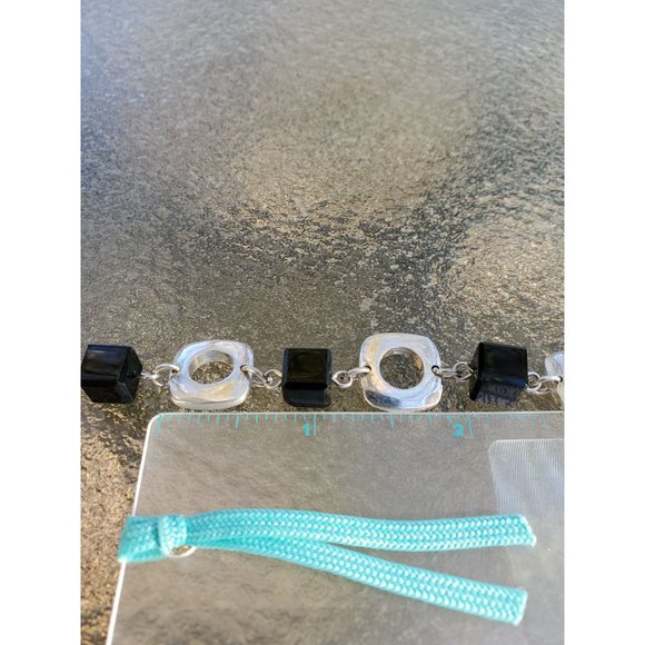 Tiffany Black Onyx Cushion Bracelet in Sterling Silver 925. 7.5 Inches Long - Picture 2 of 5